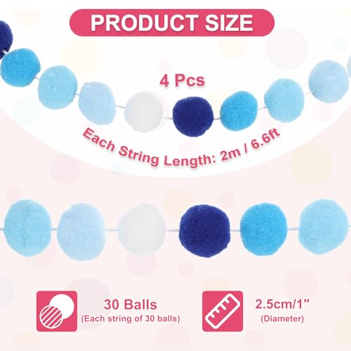 26Ft Pom Pom Garland Decorations