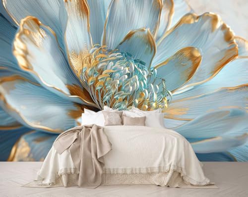 Artificial Sunflower Floral Wallpaper with Green and Gold Floral