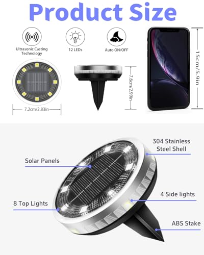 26 Pack Outdoor Solar Ground Lights with 4 Side Light（Cool White） (26 Count)
