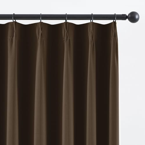 Dark Brown Pinch Pleated Curtains 102 Inches Long (2 Count)