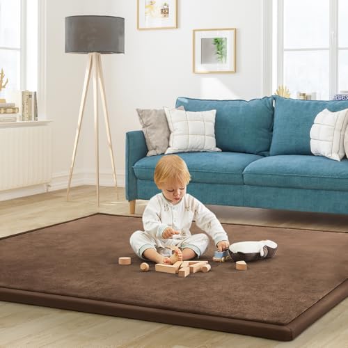 Baby Play Mat for Floor Nursery Rug Muscle Mat Area Rug Playroom Rug 50"x50" Playpen Mat Elastic Foam 1.3" Thick Crawling Mat for Babies