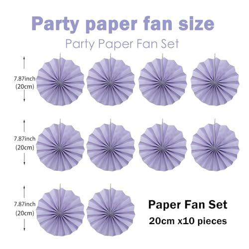 Purple Party Decorations DIY Purple Paper Fans Hanging Decoration 8in DIY