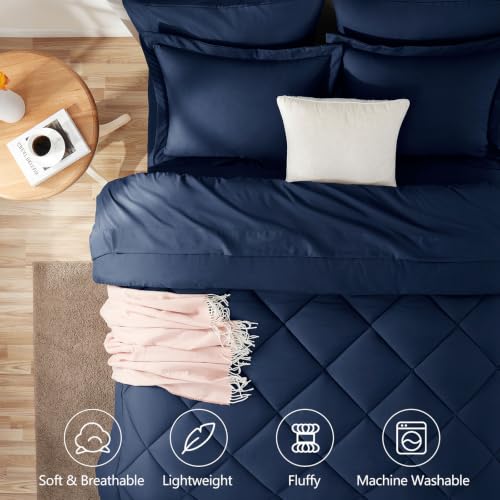 King Comforter Set 102"x90" Navy