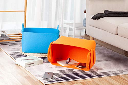 Storage Basket Felt Storage Bin Collapsible& Convenient Box Organizer with Carry Handles for Office Bedroom Closet Babies Nursery Toys Laundry