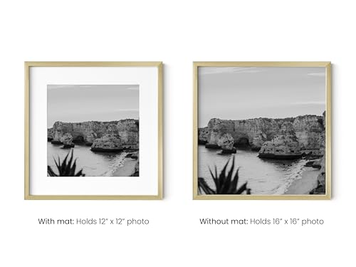 16x16 Gold Metal Picture Frames Matted to 12x12 (3 Count)