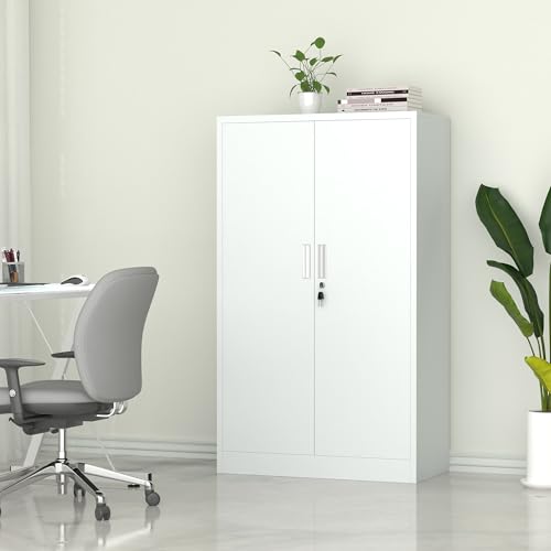 Metal Storage Cabinet with Locking Doors and Adjustable Shelves