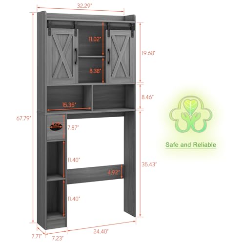 Over The Toilet Storage Cabinet with Sliding Doors