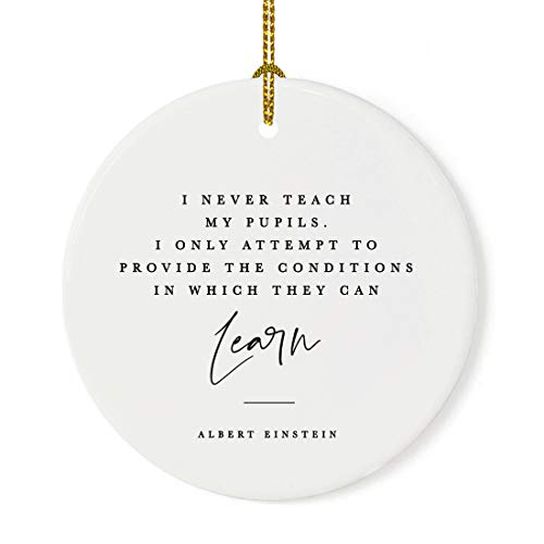 Round Ceramic Porcelain Christmas Tree Ornament for Teacher Thank You Gift