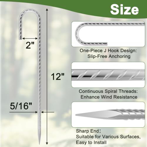 12 Inch J Hook Rebar Stakes 55 Pcs (55 Count)