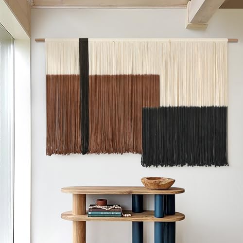 Macrame Wall Hanging Large Dip Dyed Brown Boho Fiber Art Decor 57"W*35"L