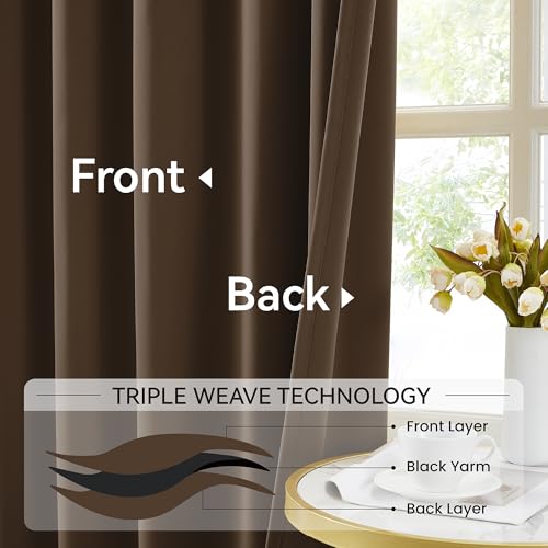 Brown Pinch Pleat Blackout Curtains 72 inch Length (2 Count)