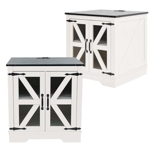 Farmhouse End Table Set with Charging Station Set of 2 (2 Count)