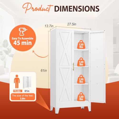61" H Kitchen Storage Cabinet with Doors