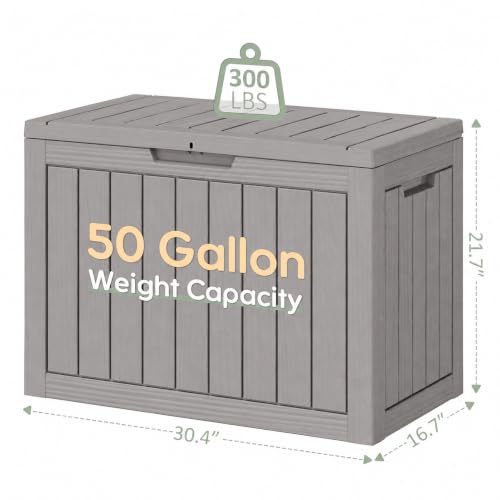 50 Gallon Outdoor Storage Box Waterproof Deck Box for Patio