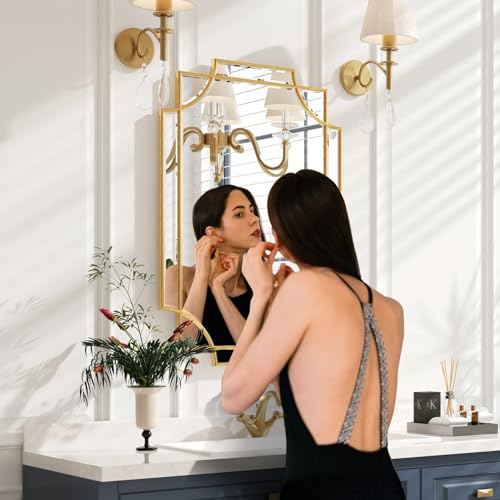 20"x30" Gold Foil Scalloped Edge Decorative Vanity Wall Mirror