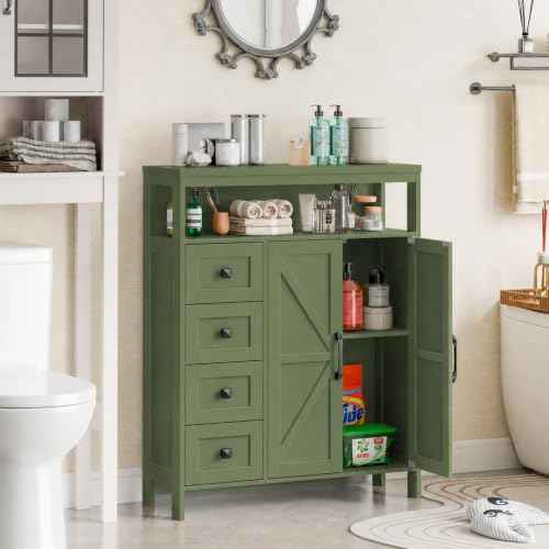 Farmhouse Storage Cabinet with 2 Doors and 4 Drawers
