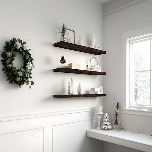 Wood Floating Shelves for Wall Decor (4 Count)