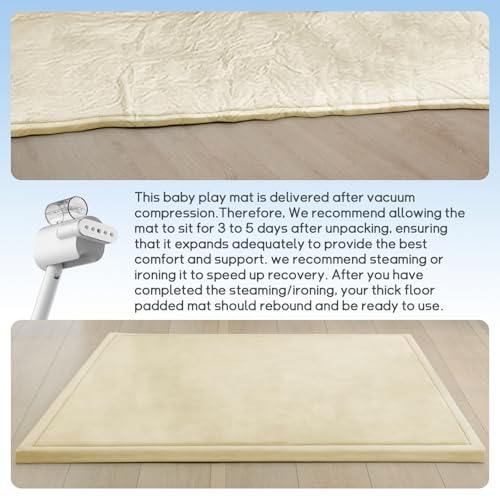 Baby Play Mat for Floor Nursery Rug Muscle Mat Area Rug Playroom Rug 59"x71" Playpen Mat Elastic Foam 1.3" Thick Crawling Mat for Babies