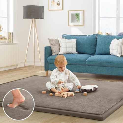 Baby Play Mat for Floor Nursery Rug Muscle Mat Area Rug Playroom Rug 47"x47" Playpen Mat Elastic Foam 1.3" Thick Crawling Mat for Babies