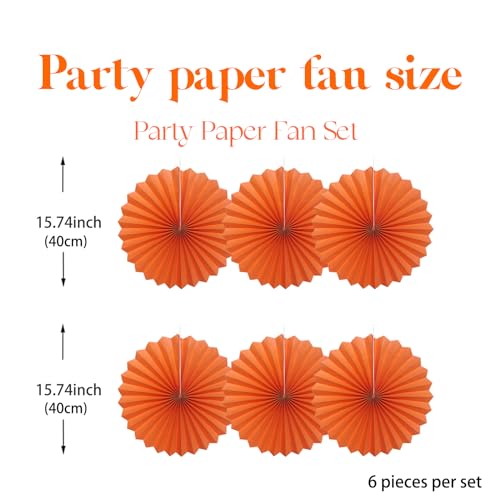 Orange Birthday Decorations DIY Orange Paper Fans Hanging Decoration 16in (30 Count)