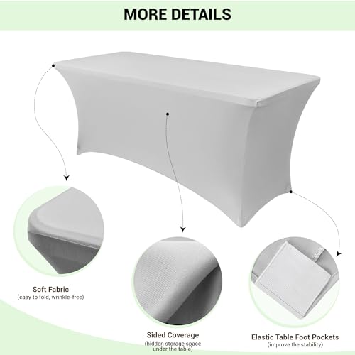 8ft Stretch Spandex Table Cover for Folding Tables (2 Count)