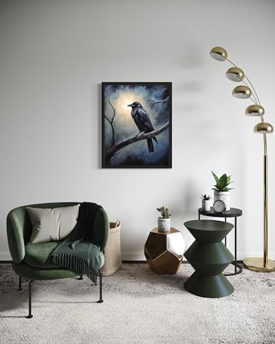 Crow under the Moonlight Poster Art Print