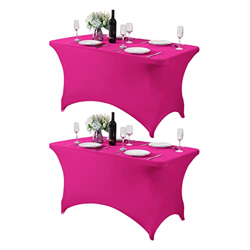 2Pack Spandex Table Cover for 4FT or 6ft or 9ft Table Universal Fitted Stretch Tablecloth for Party (2 Count)