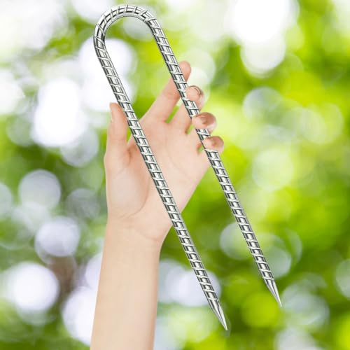 U-Hook-Rebar-Stakes-12 Inch, Ground Stakes Heavy Duty Rebar Stakes for Camping 8pcs Rebar Stakes Rust Proof Coated Metal for Flower Gardens Dog Fence Camping Tents Chicken Coop (8 Count)
