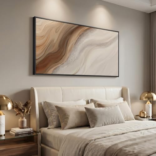 Large Framed Neutral Earth Tone Abstract Wall Art