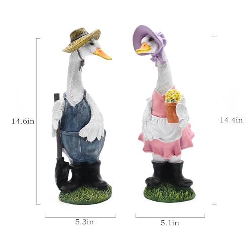 Large Porch Goose Statue Yard Concrete Geese Decor Garden Decorations (3 Count)