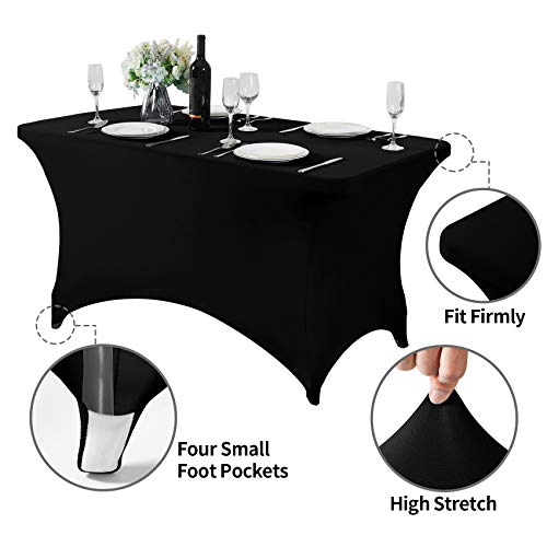 Spandex Table Cover for 4FT or 6ft or 8ft Table Universal Fitted Stretch Tablecloth for Party