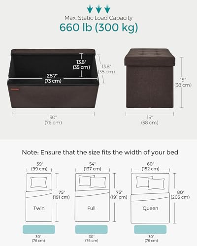 30 Inches Folding Storage Ottoman Bench