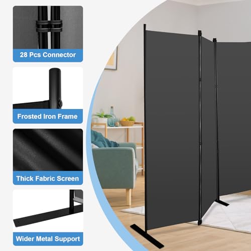 8 Panel Room Dividers 6ft Tall Freestanding Privacy Screen 160'' W
