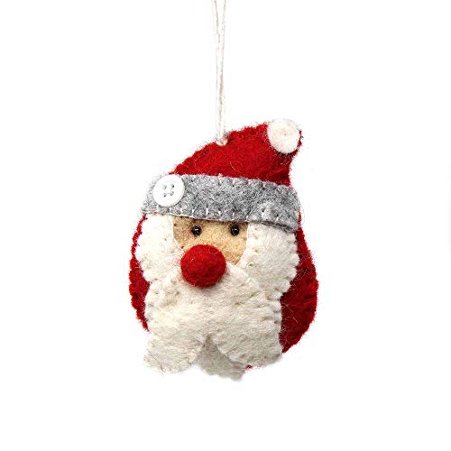 GLG60037-01 - Wool Felt Santa Christmas Ornament - Handmade in Nepal