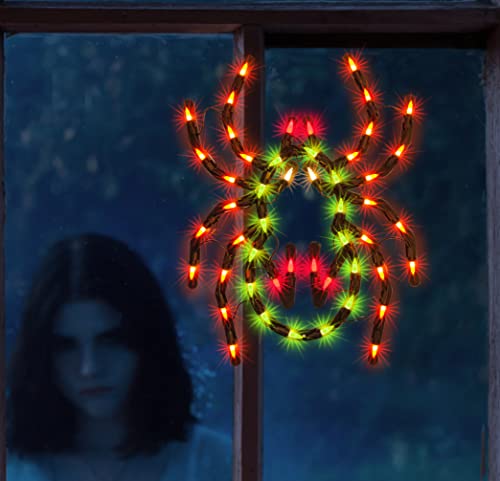 12.8" Lighted Spider Halloween Window Silhouette Decoration