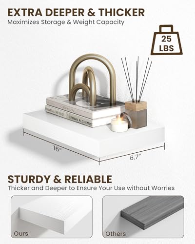 16" Floating Shelves for Wall (2 Count)