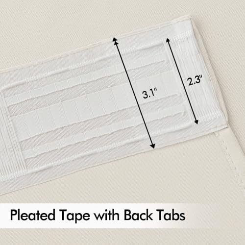 Ivory Back Tab Blackout Curtains 52x120 Inch Long 2 Panels Set (2 Count)