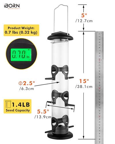 Metal Bird Feeder Hanging Wild Bird Seed Feeder for Mix Seed Blends Heavy Duty All Metal Black Finish (2 Count)