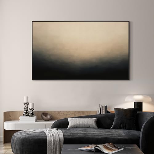 36"x60" Extra Large Framed Wall Art Soft Cream and Dark Abstract Landscape Illustration for Home Living Room Bedroom Decor