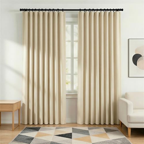 Blackout Curtains for Bedroom Room Darkening Curtains for Living Room Ceiling Door Curtain（Beige Drape 1 Panel