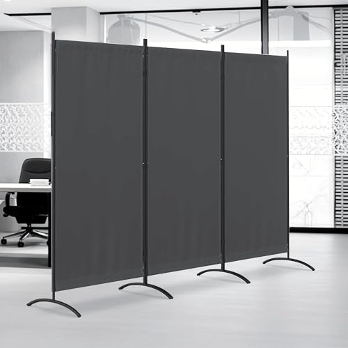 3 Panel Room Divider 6 Ft Folding Screen Room Dividers with 4 Curved Metal Feet Partition Wall Divider