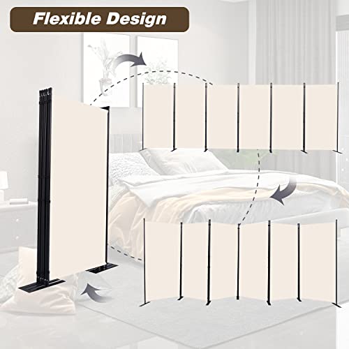 Room Divider 6 Panel Folding Privacy Screens with Wider Feet