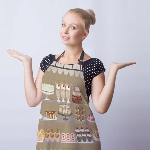 Aprons for Cooking for Women Cake Candy Sweet Women’s Apron for Kitchen Cooking Restaurant BBQ Painting Crafting Gardening 27”