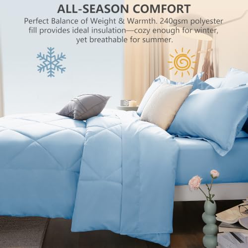 Twin XL Comforter Set 68"x88" Baby Blue
