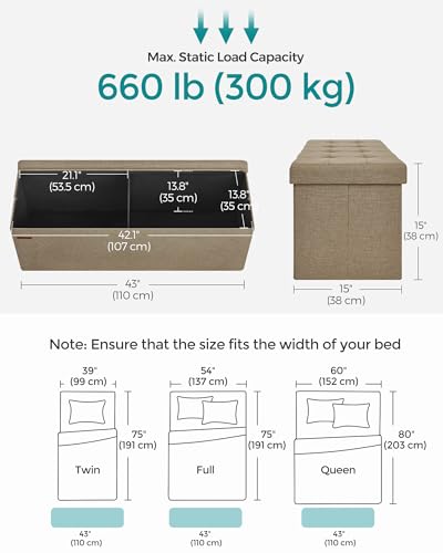 43.3 Inches Folding Storage Ottoman Bench