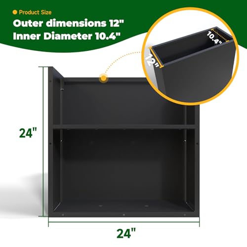 Metal Rectangular Planter Box 24" L x 12" W x 24"H Black Tall Metal Planter