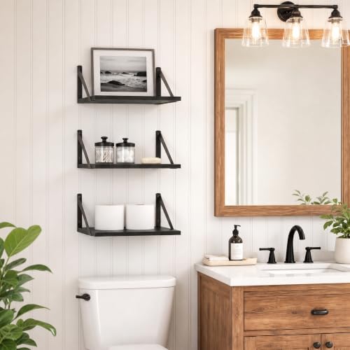 Black Floating Shelves Set of 3