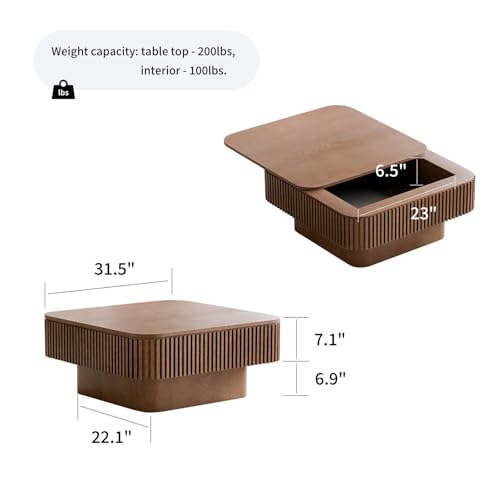 Square Small Coffee Table with Storage