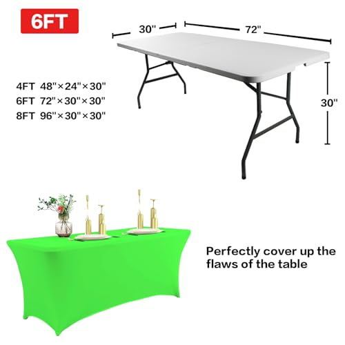 2 Pack 6FT Table Cloth for Rectangular Spandex Green Table Cover (2 Count)
