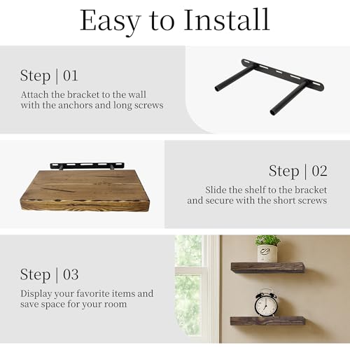 Wood Floating Shelves for Wall 12 inch Set of 2 (2 Count)